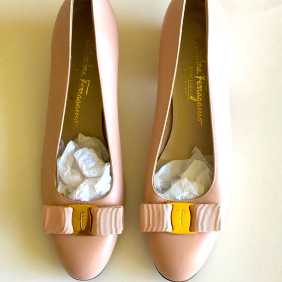 FERRAGAMO VIVA BOW LEATHER BALLERINA FLATS PALM BEACH - Picture 2 of 10